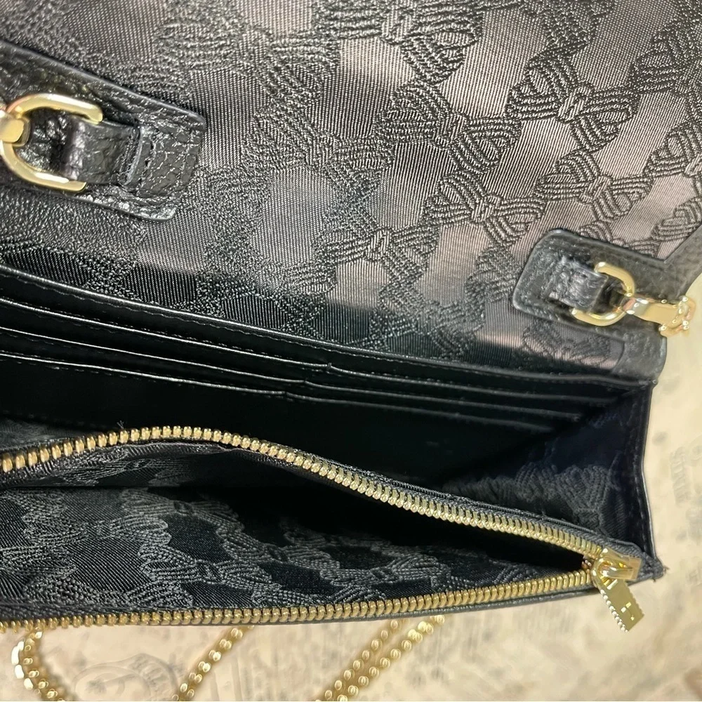 Ted Baker Cimmy Black Leather Knotted Crossbody Matinee Wallet on Chain